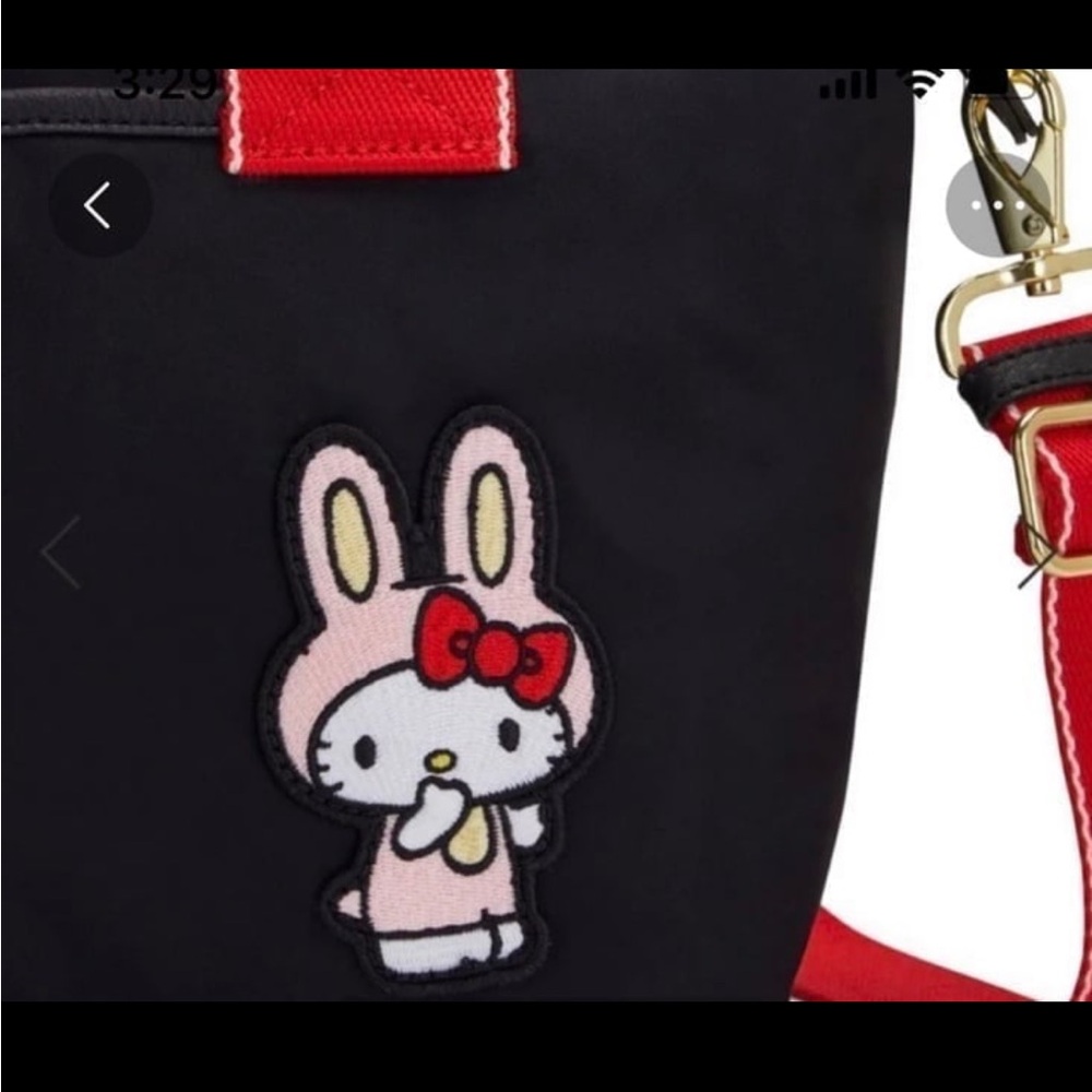 NWT Kipling Hello Kitty Rivi Rabbit Black Large Tote 15" x 10"